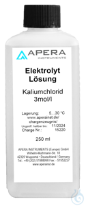 Bewaarvloeistof 3M KCl, 250ml 
	Kaliumchloride 3mol/l, 250ml
	Elektrolytoplossing voor het...